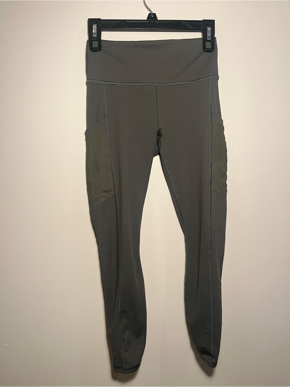 Fabletics Olive Green High-Waist Leggings with Side Pockets